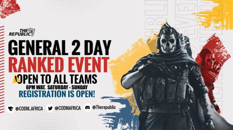 A poster advertising a 2 day ranked event for Call of Duty Mobile.