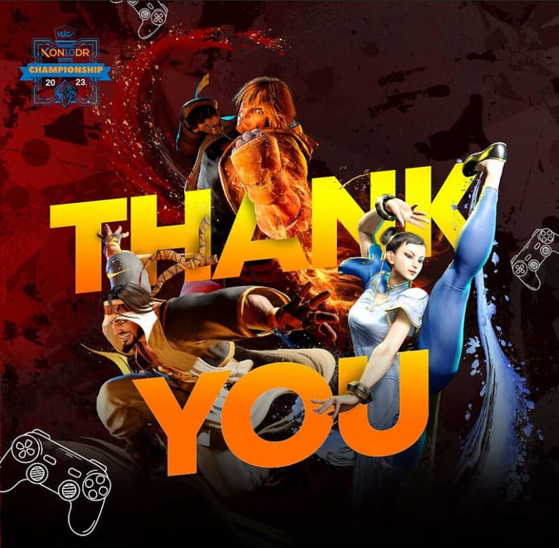 A thank you sign with a video game character on it.