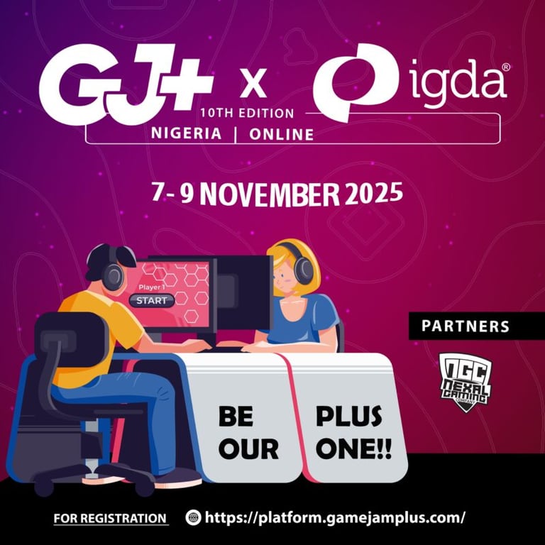 A poster advertising the GJJ+ game jam.
