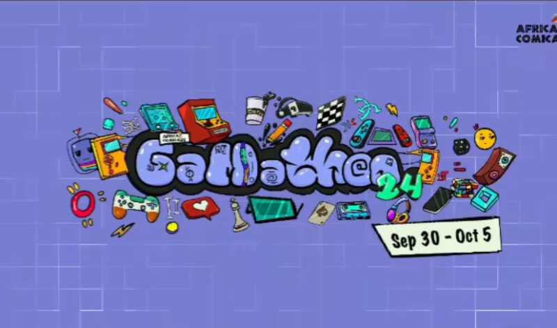 A purple background with a logo for Gamathon 2024.