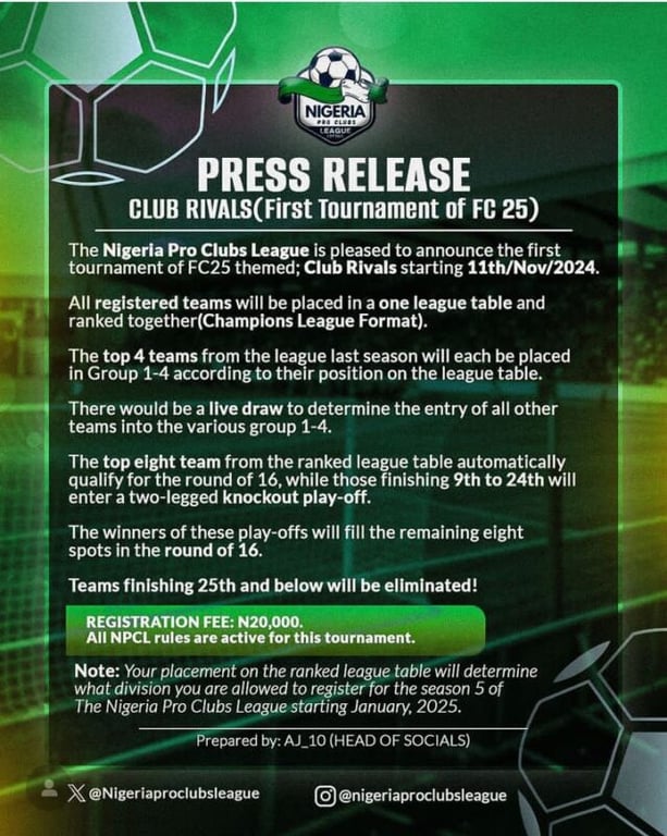A press release for the first tournament of the EAFC 25.